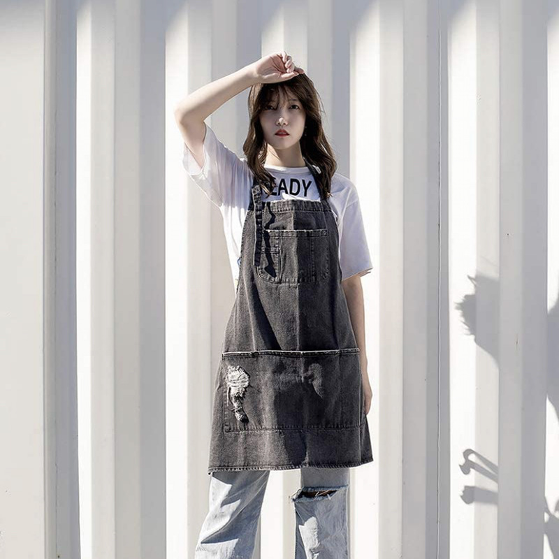 Coffee Tea For Garden - Japońskie fartuchy z bawełny denim, powiększone
