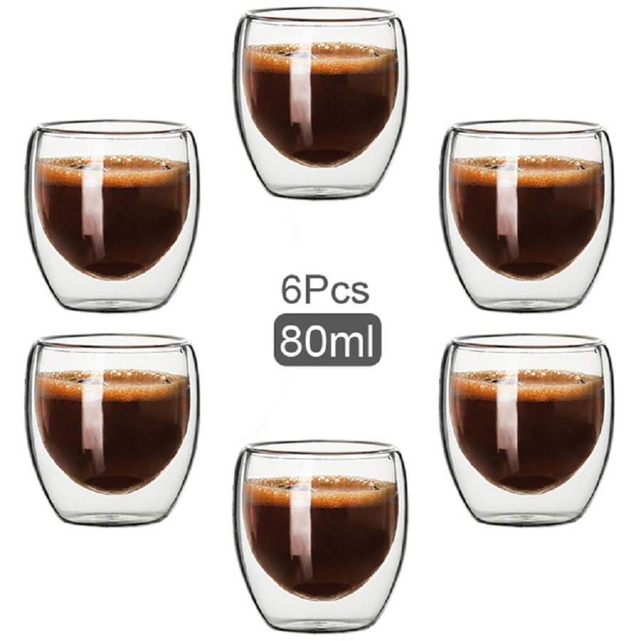 Coffee Tea Sugar Set - Szklane kubki do kawy z podwójnymi