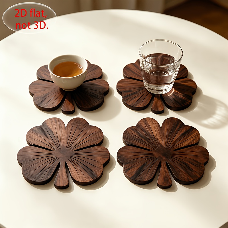 Coffee Tea Sugar Set - 4 sztuki płaskich drewnianych podkładek 2D