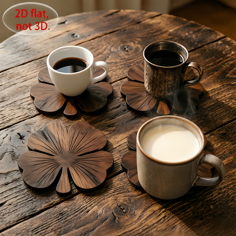 4 sztuki płaskich drewnianych  – Coffee Tea Sugar Set recenzja i cena