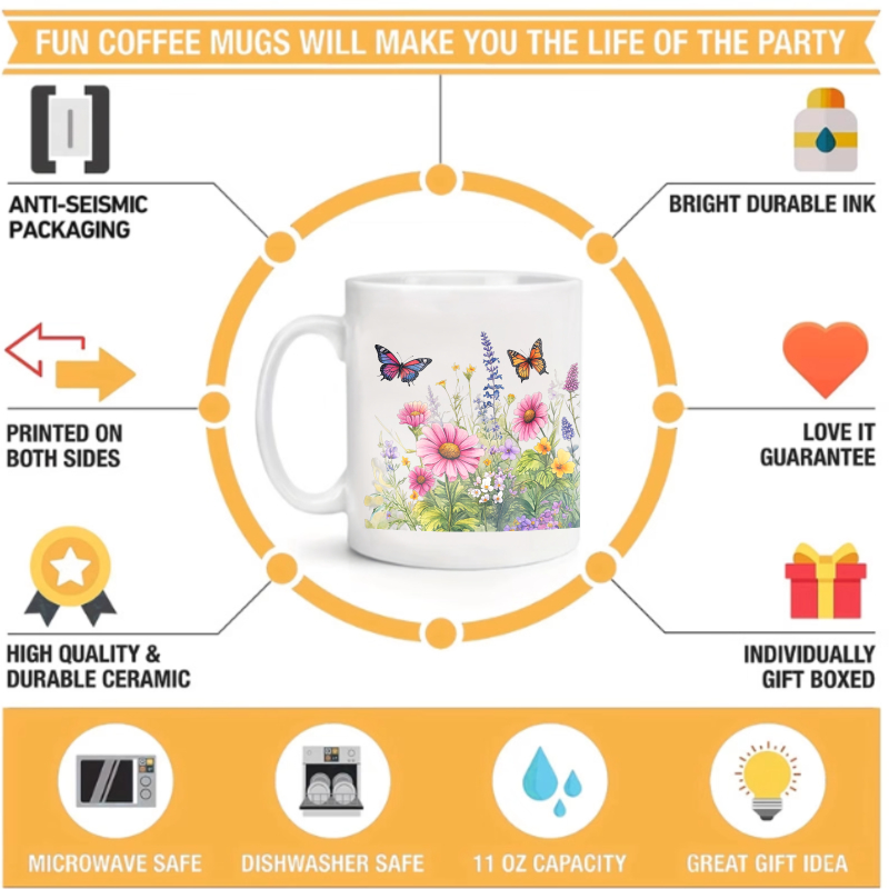 Ceramiczny kubek biały z motyw – Coffee Tea For Garden recenzja i cena